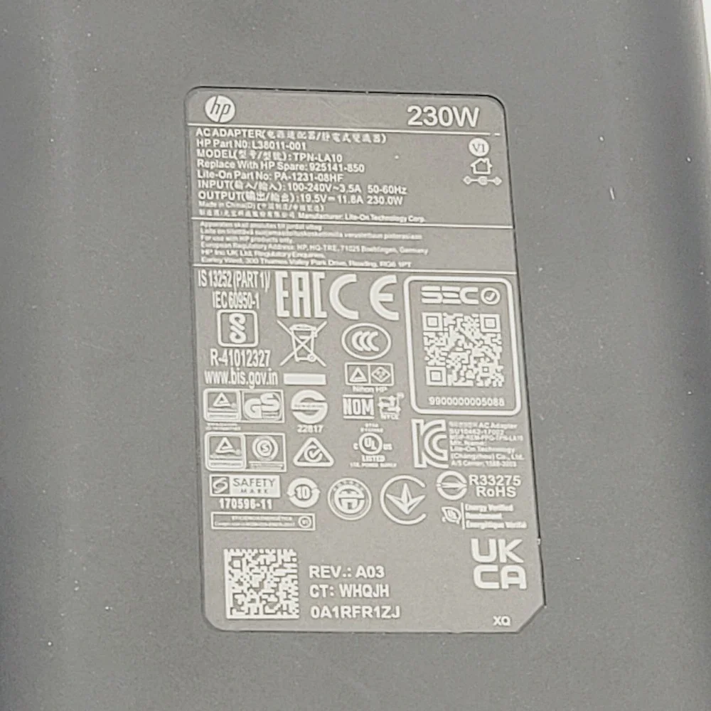 HP 230W 19.5V 11.8A AC Adapter TPN-LA10‎ Charger for Omen ZBook Pavilion